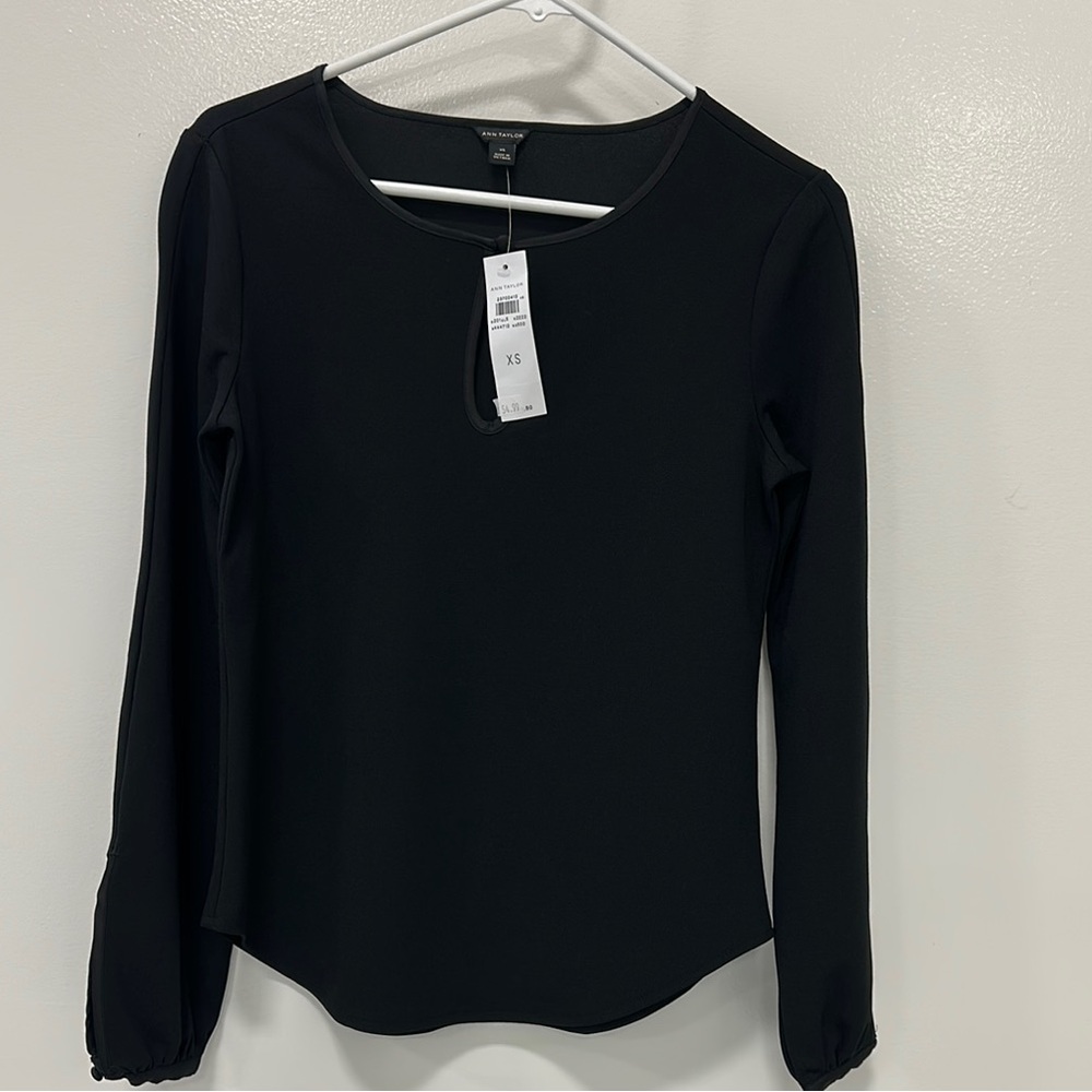 NWT Ann Taylor Black Long Sleeve Blouse
